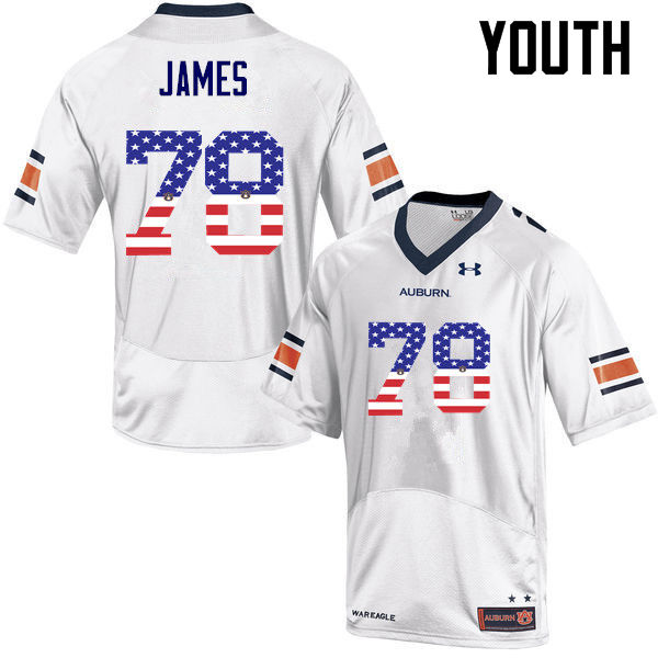 Youth Auburn Tigers #78 Darius James USA Flag Fashion White College Stitched Football Jersey